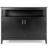 Black Wood 2-Door Dining Buffet Sideboard Cabinet with Open Storage Shelf