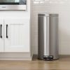 8-Gallon Round Stainless Steel Step Trash Can Kitchen Bathroom Home Office