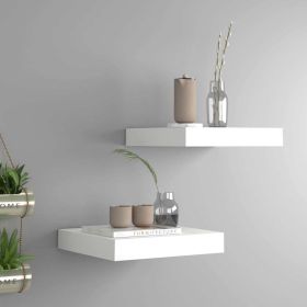 Floating Wall Shelves 2 pcs White 9.1"x9.3"x1.5" MDF