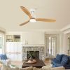 52 in. Indoor Ceiling Fan with light and Remote Control, 3 Yellow Solid Wood Blades