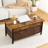 Metal coffee table,desk,with a lifting table,and hidden storage space.There were two removable wicker baskets that could be placed in any space such a