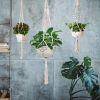 2Pcs Plant Hanger Flowerpot Net Bag 40in Cotton Rope Plant Hangers 4Legs Plant Hanger