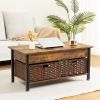 Metal coffee table,desk,with a lifting table,and hidden storage space.There were two removable wicker baskets that could be placed in any space such a