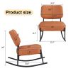 PU material cushioned rocking chair, unique rocking chair, cushioned seat, brown backrest rocking chair, black metal legs. Comfortable side chairs in