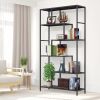 6 Tier Black Metal Bookshelf -Sturdy and Stylish Tall Open Bookcase for Plants, Books, and Décor, Multi-Purpose Display Shelf with Anti-Tip Wall Mount