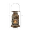 DecMode Gray Metal Decorative Candle Lantern with Handle