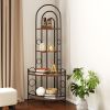 4-Tier Corner Bookshelf, Modern Style, Plant Stand with Metal Frame