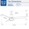 52 in. Outdoor/Indoor Integrated LED Imitation  Modern Ceiling Fan with Lights and Remote Control