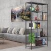 6 Tier Black Metal Bookshelf -Sturdy and Stylish Tall Open Bookcase for Plants, Books, and Décor, Multi-Purpose Display Shelf with Anti-Tip Wall Mount