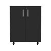 Lewis Storage Cabinet Base, Four Caster, Double Door Cabinet, Two Interior Shelves