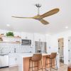 60 Inch Outdoor Ceiling Fan Without Light 3 Solid Wood Blade with DC Motor Remote Control