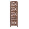 The Urban Port Handmade Foldable 4 Panel Wooden Partition Screen Room Divider, Brown