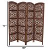 The Urban Port Handmade Foldable 4 Panel Wooden Partition Screen Room Divider, Brown