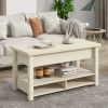 ON-TREND Lift Top Coffee Table, Multi-Functional Coffee Table with Open Shelves, Modern Lift Tabletop Dining Table for Living Room, Home Office, Rusti