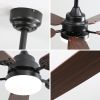 52 Inch Classics Ceiling Fan With Dimmable Led Light 6 Speed Wind 5 Plywood Blades Remote Control DC Motor For Indoor