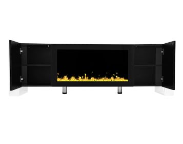 ON-TREND Modern TV Stand with 34.2" Non-heating Electric Fireplace, High Gloss Entertainment Center with 2 Cabinets, Media Console for TVs up to 78", (Color: as Pic)