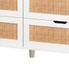 43.31"6-Drawers Rattan Storage Cabinet Rattan Drawer with LED Lights and Power Outlet,for Bedroom,Living Room