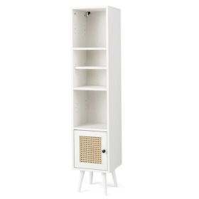 Freestanding 4-Tier 54" Tall Bookcase (Color: White, Type: Cabinet)