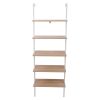 5-Shelf Wood Ladder Bookcase with Metal Frame Industrial 5-Tier Modern Ladder Shelf