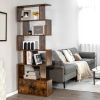 6-Tier S-Shaped Freestanding Bookshelf with Cabinet and Doors